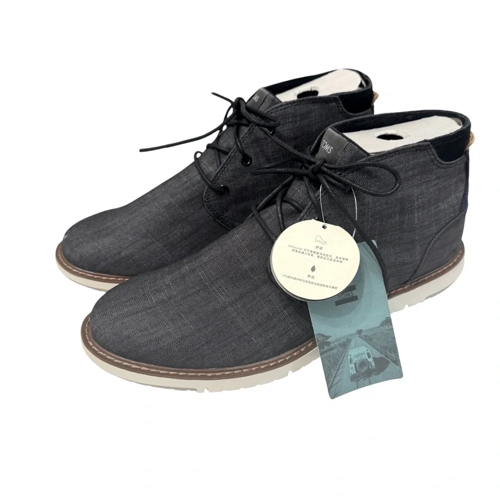 Toms‎ Black Crosshatch Denim Mens Navi Boots Sz 12